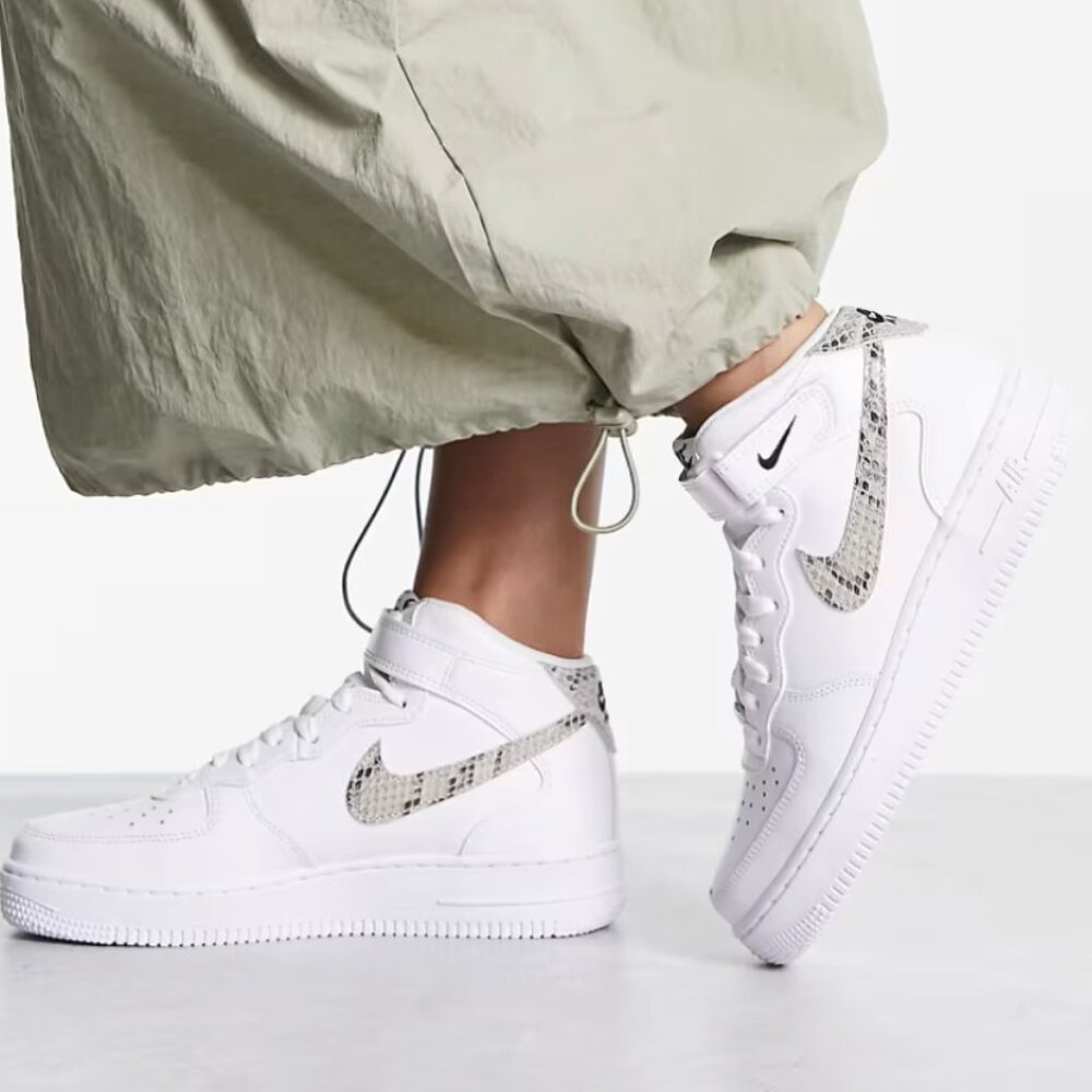 Nike Air Force 1 '07 Mid White Snake Swoosh